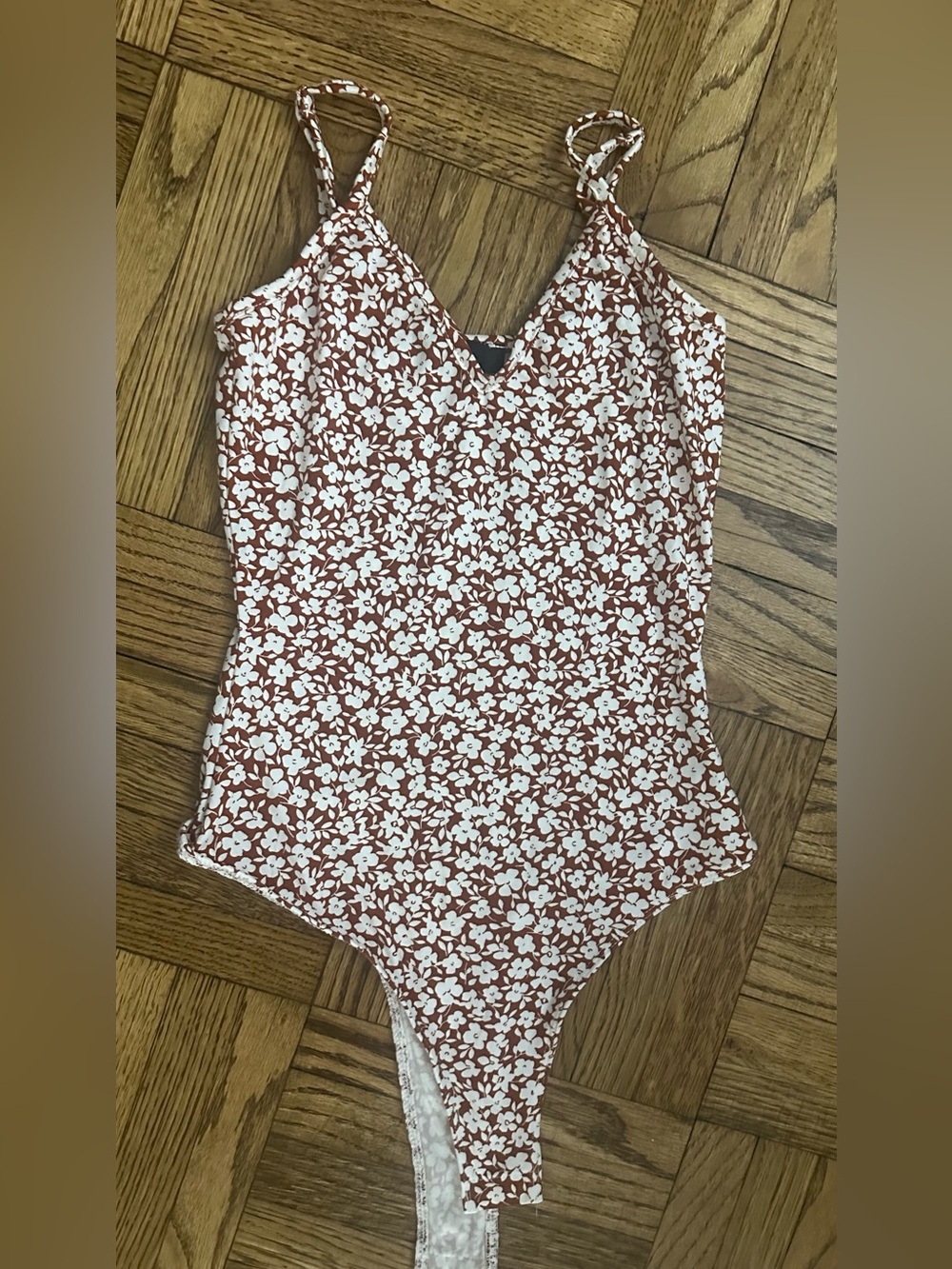 Lulus Each and Every Bloom Rust Brown Floral Bodysuit XS NWOT